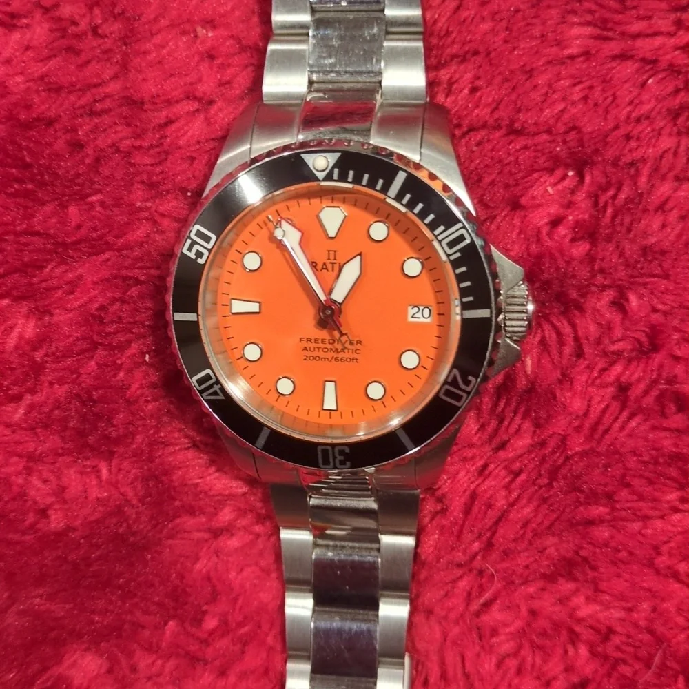 Men's Silver and Orange Watch - Picture 5 of 6